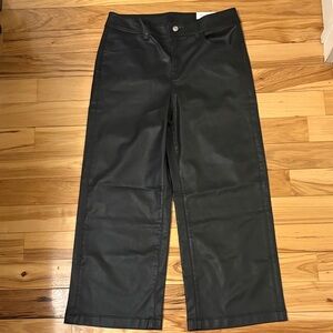 Chico's Faux Leather Black Wide Leg Pants-NWT